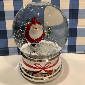 Slatkin / BBW Santa Snow Globe with Red & Silver Accents